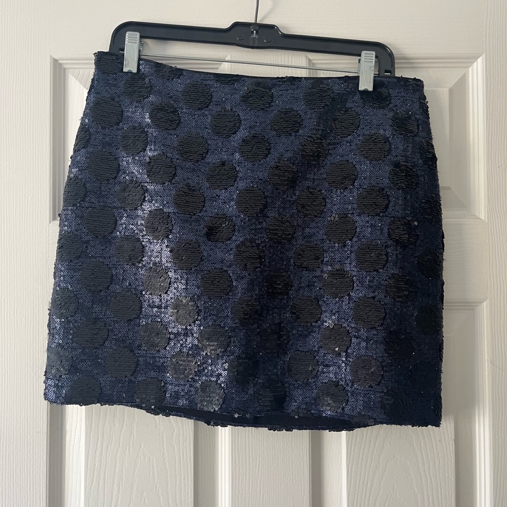 Black and Blue Sequin Polka Dot Mini Skirt